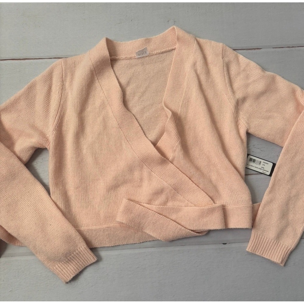 Bloch Dance Cross Over Pink Cardigan Sweater Size Child's Large Ella